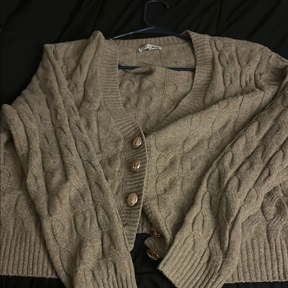 Cable Knit Button-Front Sweater Cardigan - Tan from fashion nova